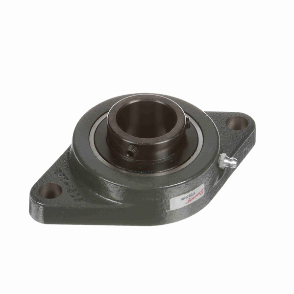 Mounted Cast Iron Two Bolt Flange Ball Bearing, 52100 Bearing Steel, Black Oxided Inner, Setscrew
